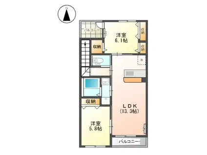 アクティブ(2LDK/2階)の間取り写真