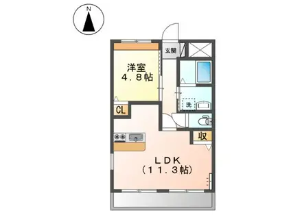 スカイガーデンⅡ(1LDK/1階)の間取り写真