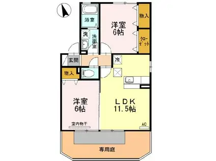 ガーデンハイツ都(2LDK/1階)の間取り写真