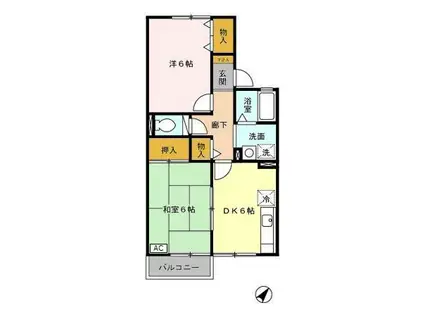 リブェールけやきⅢ(2DK/2階)の間取り写真