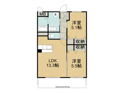 BERRYTS大在(2LDK/1階)の間取り写真