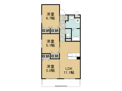 BERRYTS大在(3LDK/1階)の間取り写真