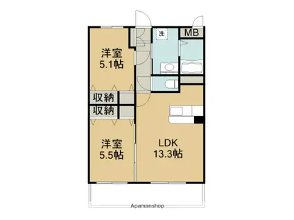 BERRYTS大在(2LDK/4階)の間取り写真