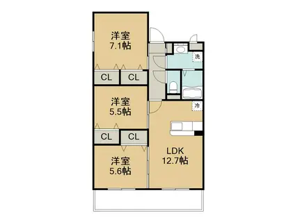 HALELEA小池原(3LDK/5階)の間取り写真