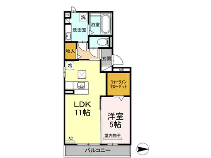 リバーパーク舞鶴(1LDK/1階)の間取り写真