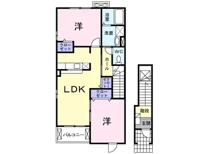 サンマリーン中万田B(2LDK/2階)の間取り写真