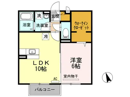 ヴィラシャルマンC・DD棟(1LDK/2階)の間取り写真