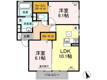 サンシャイン愛(2LDK/1階)の間取り写真