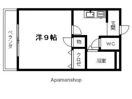 ハピネス吉富(1DK/1階)の間取り写真