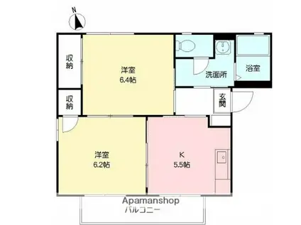 エクセレントコーポA(2DK/2階)の間取り写真