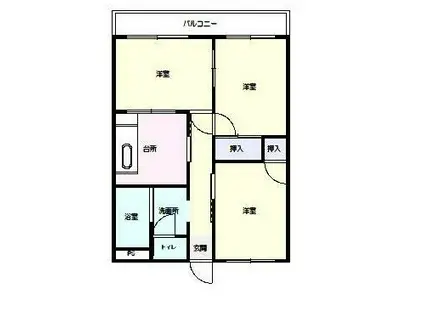 KTビル(3DK/3階)の間取り写真