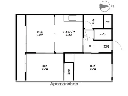 第2塩屋コーポ(3DK/2階)の間取り写真
