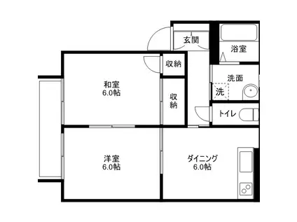 グリーンタウン幸 B棟(2DK/1階)の間取り写真