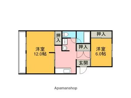 コーポ坪根(2DK/3階)の間取り写真