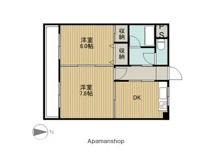 サン・ヒーローマンション別府駅前(2DK/5階)の間取り写真