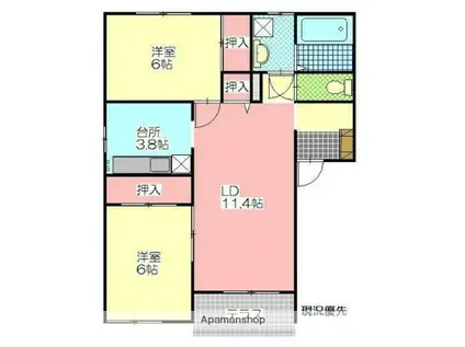 パストラルウエダ(2LDK/1階)の間取り写真