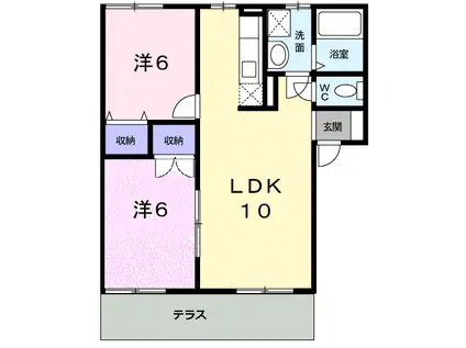クレストール石川(2LDK/1階)の間取り写真