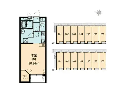 レオネクストディライトⅡ(1K/2階)の間取り写真