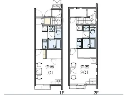 レオネクストオーシャンブルーⅣ(1K/2階)の間取り写真