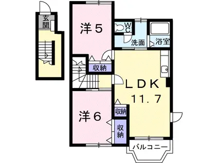 セコパストウエダ(2LDK/2階)の間取り写真
