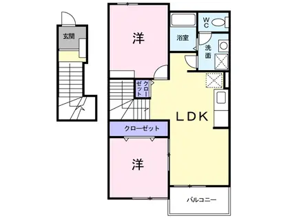 パストラル・シャトー(2LDK/2階)の間取り写真