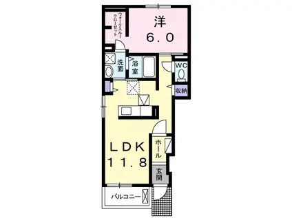 カーサ.ビロン(1LDK/1階)の間取り写真