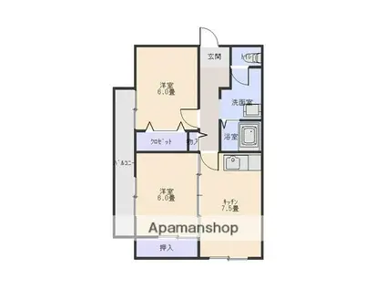 竹の内ビル(2DK/4階)の間取り写真