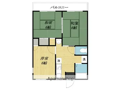 グリーンプラザ鶴見 B棟(3DK/2階)の間取り写真