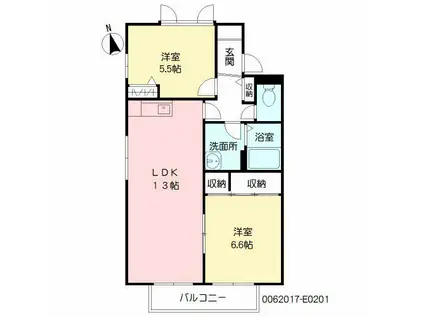 グリーンパーク96 E棟(2LDK/2階)の間取り写真