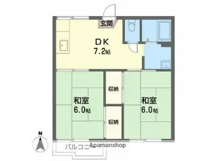 グリーンプラザ鶴見 A棟(2DK/2階)の間取り写真