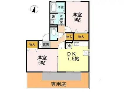 ライブタウン 向園 ウエスト(2DK/1階)の間取り写真