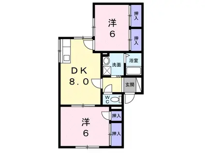 フローレンス森(2DK/1階)の間取り写真