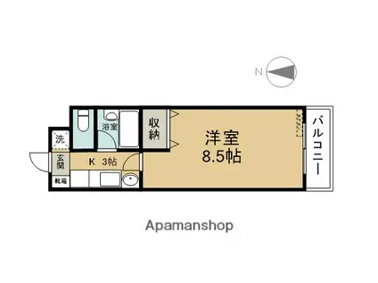 サン・ヒーローマンション亀川Ⅰ(1K/3階)の間取り写真