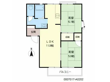 TSS別府Ⅰ(2LDK/2階)の間取り写真