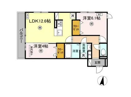 PREMILIFE石垣西(2LDK/2階)の間取り写真