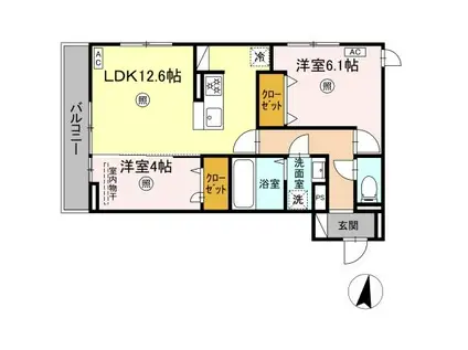 PREMILIFE石垣西(2LDK/3階)の間取り写真