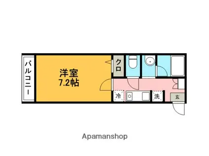 クレストール餅ヶ浜(1K/2階)の間取り写真