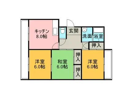 サンビラ竹の内(3DK/3階)の間取り写真