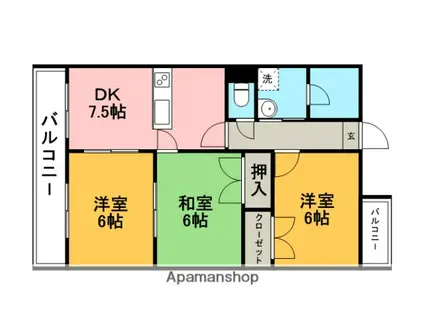 コーポ西山(3DK/1階)の間取り写真