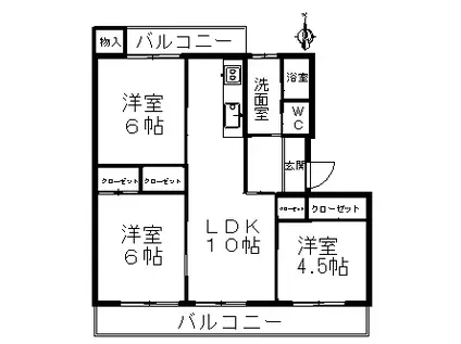 おかたコーポ(3LDK/4階)の間取り写真