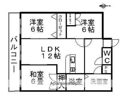 WINDOM実相寺(3LDK/2階)の間取り写真