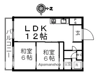 カーサ芳美Ⅰ(2LDK/4階)の間取り写真