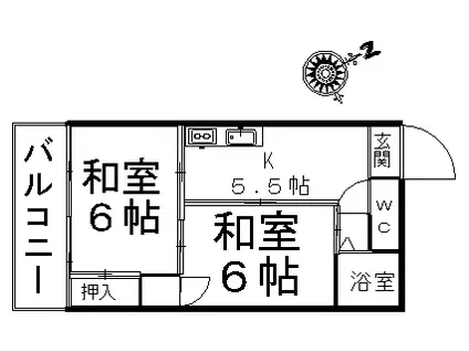 山の手ビル(2K/4階)の間取り写真