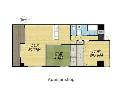 P&Cビルディングパークサイド(2LDK/7階)の間取り写真