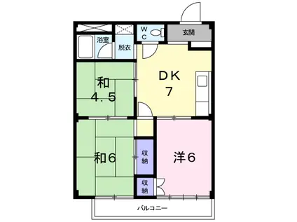 シティハイツハサマ(3DK/1階)の間取り写真