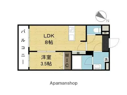 アージョスパジオ上野丘(1LDK/6階)の間取り写真