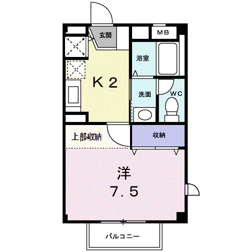 ヴィーブルS13(1K/1階)の間取り写真