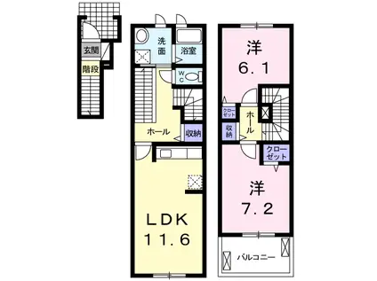 サンリットアベニューⅡ(2LDK/2階)の間取り写真