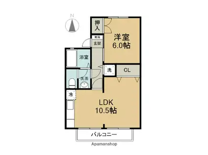 シャルマンルーチェ(1LDK/2階)の間取り写真
