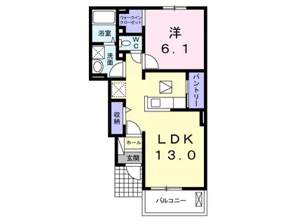 イリーデ横尾 B(1LDK/1階)の間取り写真